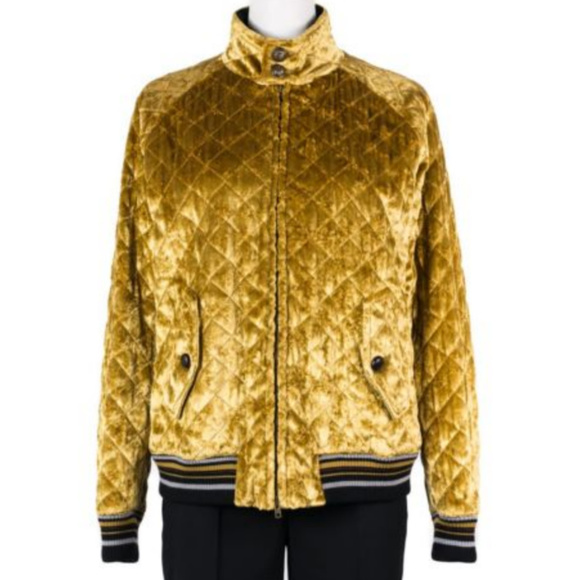 Maison Margiela Velvet Gold Quilted Bomber Jacket - Picture 3 of 9